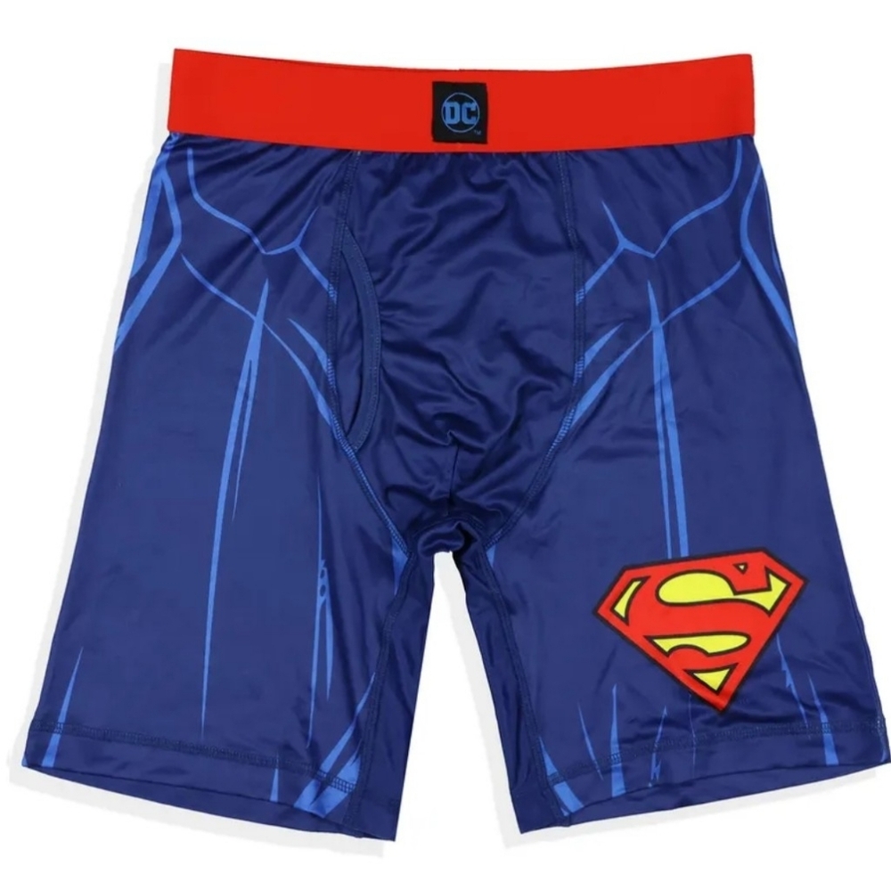 DC Superman Athletic Boxer Briefs in Blue with Red Waistband